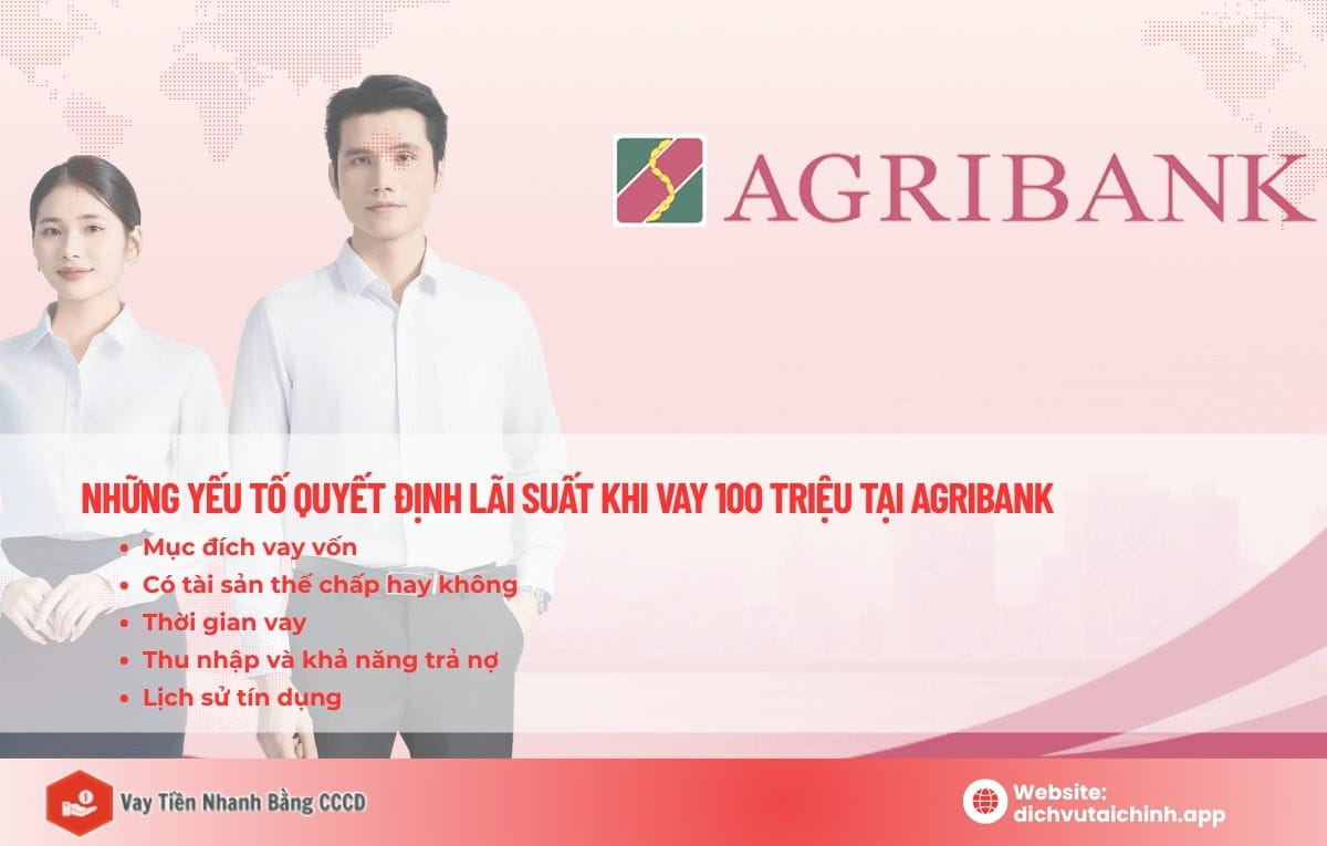Vay ngân hàng agribank 100 triệu lãi suất bao nhiêu? 5 vay ngân hàng agribank 100 triệu lãi suất bao nhiêu
